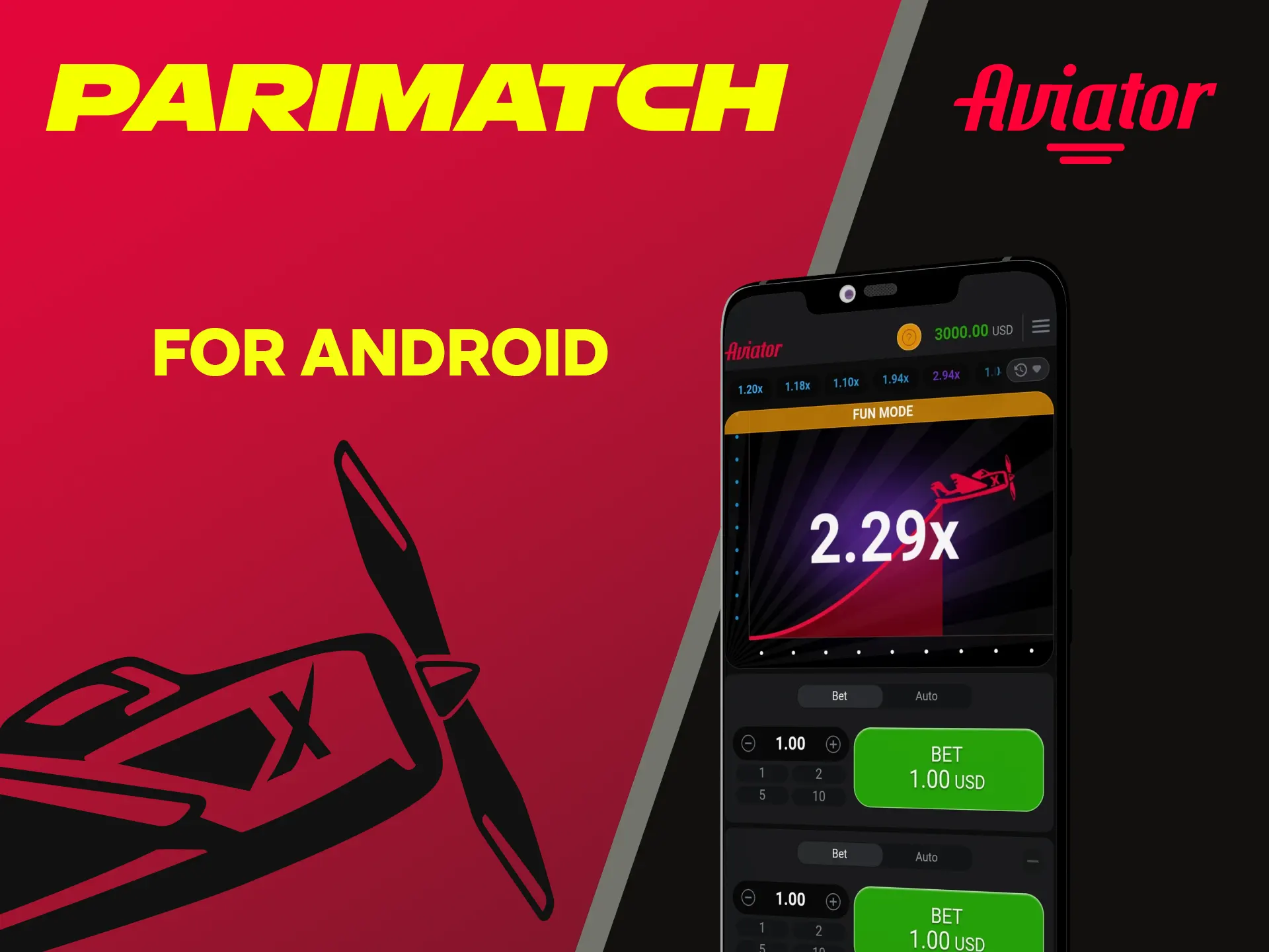 Play Aviator through the Parimatch app for Android.