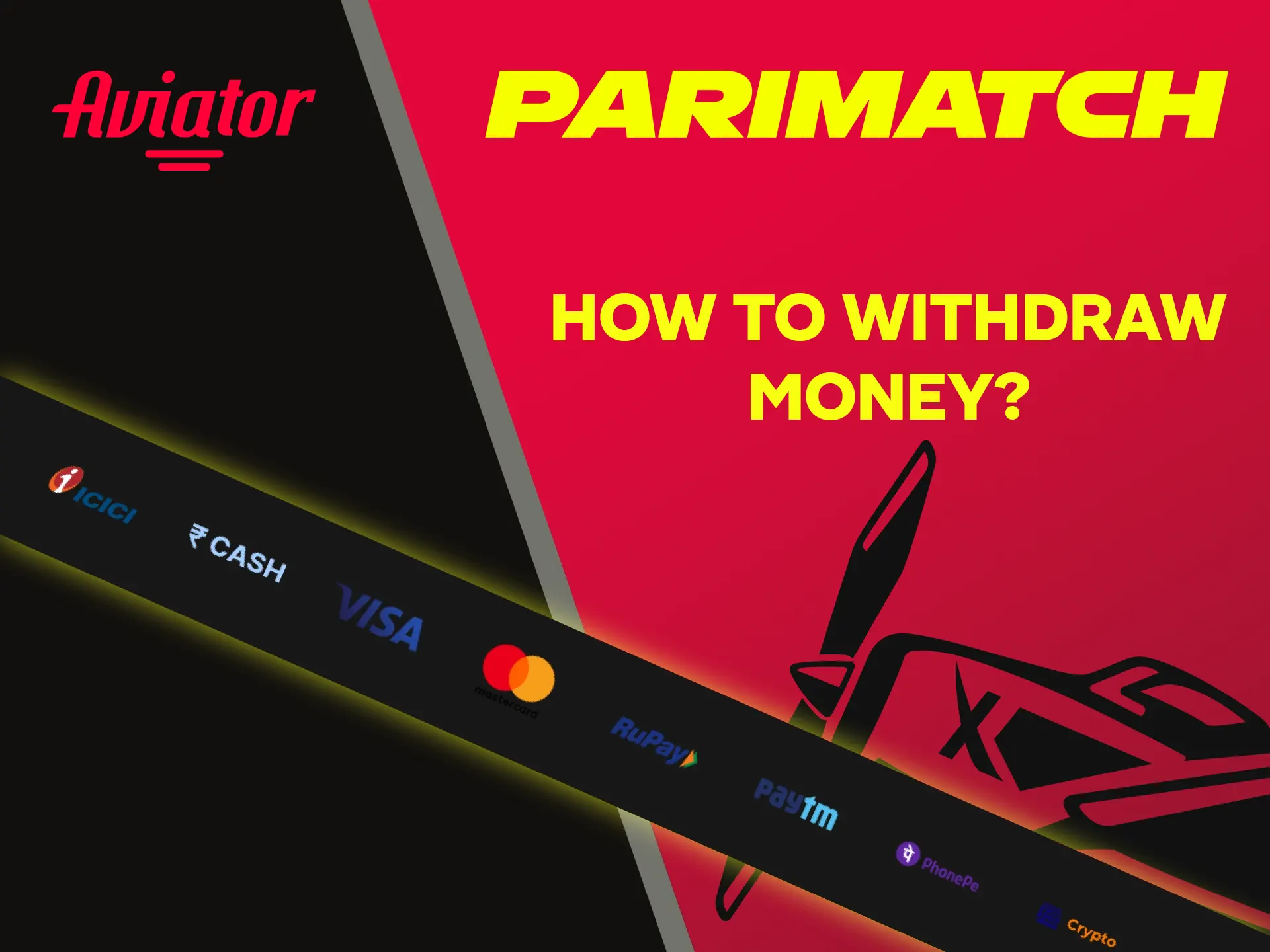 Choose your withdrawal method for playing Aviator on Parimatch.